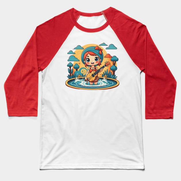 Girl playing the guitar Baseball T-Shirt by Virshan